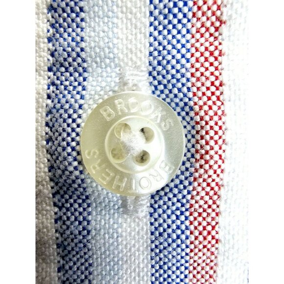 Brooks Brothers Red Fleece Size Large Mens Red White Blue Stripe Logo S/S Shirt - Picture 9 of 12